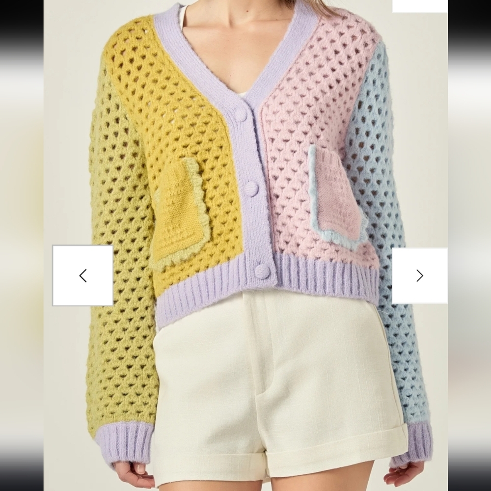 NWT English Factory CONTRAST DETAIL CARDIGAN M - Picture 2 of 6